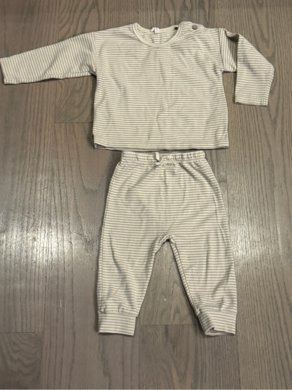 Quincy Mae Cream & Beige Stripe Kids Matching Set